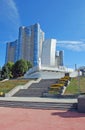 Place of interest of the city of Samara. A sculpture `Castle` on Volga River Embankment. Samara