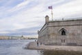 Place of interest of the city of St. Petersburg Pyotr and Pavel`s fortress on the river bank Neva