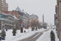 Place Jacques-cartier square in Montreal in the snow