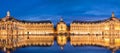 Place la Bourse in Bordeaux, the water mirror by night