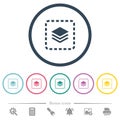 Place layer flat color icons in round outlines Royalty Free Stock Photo