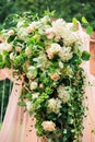 Place made with wooden square and floral roses decorations