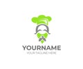 Place mark and chef with mustache and hat, headwear chef logo template. Place Pointer and geolocation cook, restaurant, snack bar