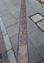 The place marked on the pavement where the wall of the Warsaw Ghetto was