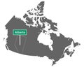 Place name sign Alberta at map of Canada