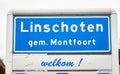 Place name sign of Linschoten, Netherlands Royalty Free Stock Photo