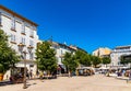 Place Nationale National Market Square in historic old town quarter of Antibes resort city onshore Mediterranean Sea in France