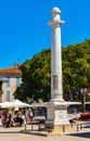 Place Nationale National Market Square with Independence Column in historic old town of Antibes resort city in France
