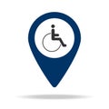 place for people with disabilities in blue map pin icon. Element of map point for mobile concept and web app. Icon for website des Royalty Free Stock Photo