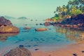 A place for rest and relaxation - a beach in South Goa. Royalty Free Stock Photo