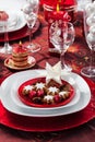 Place setting Christmas with paper star Royalty Free Stock Photo