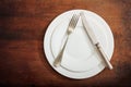 Place Setting, do not like signal on wooden background Royalty Free Stock Photo