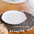 Place setting with sea details creatively placed on the home or restaurant table. Modern design beach bar hipster