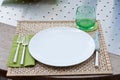 Place setting on a wood table