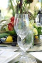 Place settings at an outdoor party. Royalty Free Stock Photo