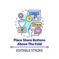 Place share buttons above fold concept icon Royalty Free Stock Photo