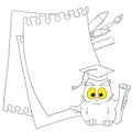 Place for text - frames on school owl background illustration.