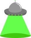 UFO. Flying saucer with a green glow. Place for text. Supernatural print and poster. Science and transport