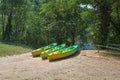 Place to rent kayaks along the river. Royalty Free Stock Photo