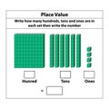 Place Value hundreds tens and ones. 10 blocks. and single blocks. Royalty Free Stock Photo