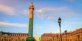 Place Vendome with column obelisk and french architecture, Paris, France Royalty Free Stock Photo