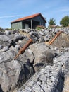 A Place were the make sand , talc , powder of rocks to use , mine vehicle train. Natural Park Royalty Free Stock Photo