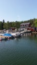 Nice view in front of small village on summer time Royalty Free Stock Photo