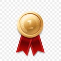 1 place winner golden medal vector award ribbon Royalty Free Stock Photo