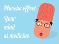 Placebo effect vector illustration. Medicine in mind. Royalty Free Stock Photo