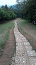 A Long Stone Path with Marble Design
