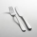 And placed parallel with the fork on the left. The knife has a broad Royalty Free Stock Photo