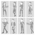 Default Placeholder Avatar Set Vector. Profile Gray Picture. Full Length Portrait. Man, Woman Photo. Businessman