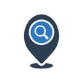 Placeholder icon, signs icon with research sign. Placeholder icon and explore, find, inspect symbol