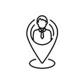 Placement icon from general collection. Thin linear placement, navigation, point outline icon isolated on white