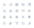 Placement line icons collection. Positioning, Allocation, Deployment, Arrangement, Distribution, Organization Royalty Free Stock Photo