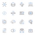 Placement line icons collection. Positioning, Locating, Arrangement, Setting, Assignment, Distribution, Alignment vector