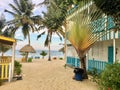 Placencia, Belize - May 26th, 2018: Beautiful sandy beach with a