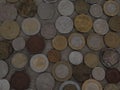 Placer of coins of different countries money