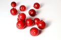 placer of fresh ripe cranberries or cowberries on white Royalty Free Stock Photo