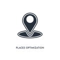 Places optimization icon. simple element illustration. isolated trendy filled places optimization icon on white background. can be