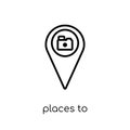 Places to photograph icon. Trendy modern flat linear vector Places to photograph icon on white background from thin line Maps and