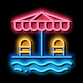 places under sun umbrella neon glow icon illustration Royalty Free Stock Photo