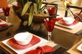 Placesetting in red and white Royalty Free Stock Photo