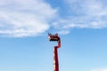 Plaerrer, Augsburg Germany, APRIL 22, 2019: carnival ride swing with people in it while spinning