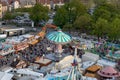 Plaerrer, Augsburg Germany, APRIL 22, 2019: view out of the ferris wheel over the Augsburger Plaerrer. Swabia biggest funfair Royalty Free Stock Photo