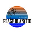 Plage Blanche MAROKKO palm tree dune logo on a white background