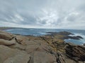 Wild Coast of Quiberon with big storm cloud coming - Brittany - France