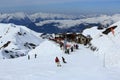 Plagne Centre, Winter landscape in the ski resort of La Plagne, France