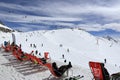 Plagne Centre, Winter landscape in the ski resort of La Plagne, France