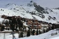 Plagne Centre, Winter landscape in the ski resort of La Plagne, France